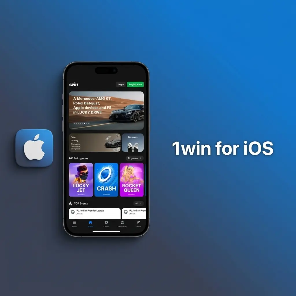 1win iOS mobile website guide showing steps to add 1win shortcut to iPhone or iPad home screen for full-screen access